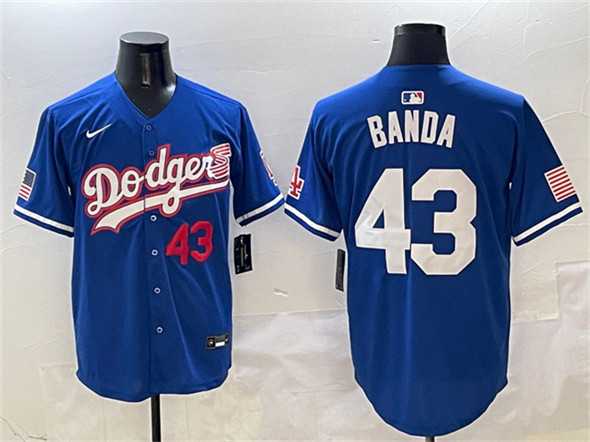 Men%27s Los Angeles Dodgers #43 Anthony Banda Royal With American Flag Patch Limited Stitched Jersey->los angeles dodgers->MLB Jersey